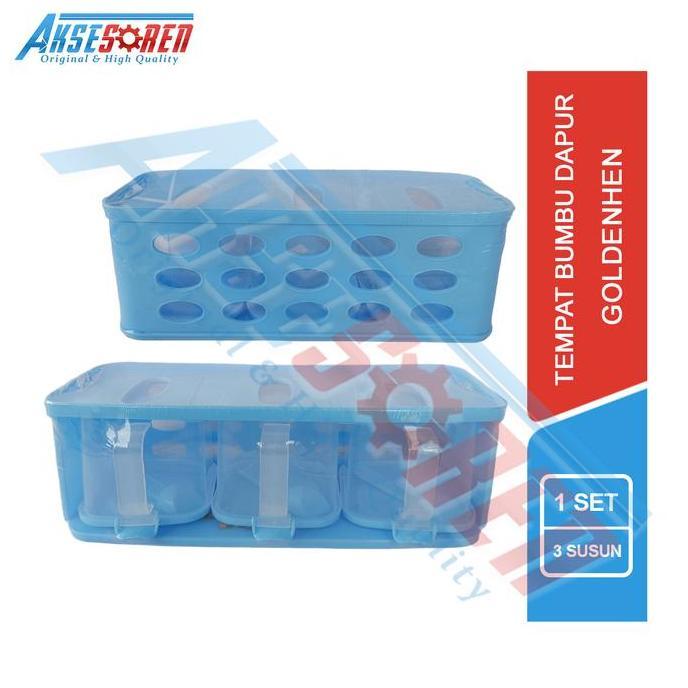 Aksesoren Tempat Bumbu Dapur + Sendok Goldenhen [1 Set] / Seasoning Wadah Garam Lada Plastik 2 3 4 S