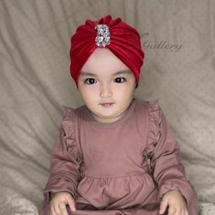 Turban Anak Bayi Perempuan Zara dfGallery Permata Bludru Cantik