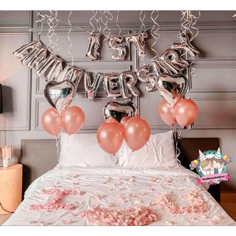 Windblown Balon Set Romantic Anniversary Surprise At Room/ Dekor Romantis Ultah Pernikahan Pacaran
