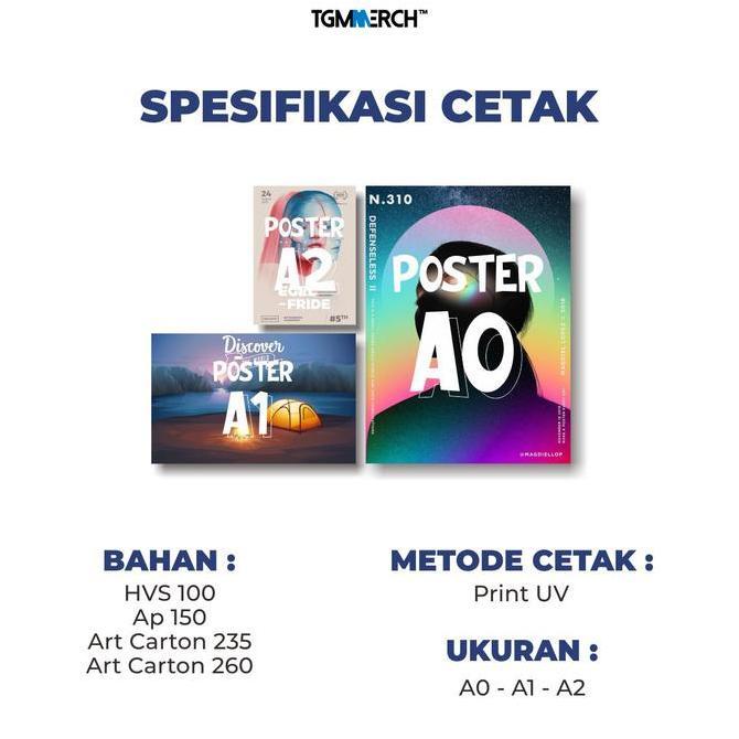 Cetak Poster A0 A1 A2 | Print Uv | Tgm Merch