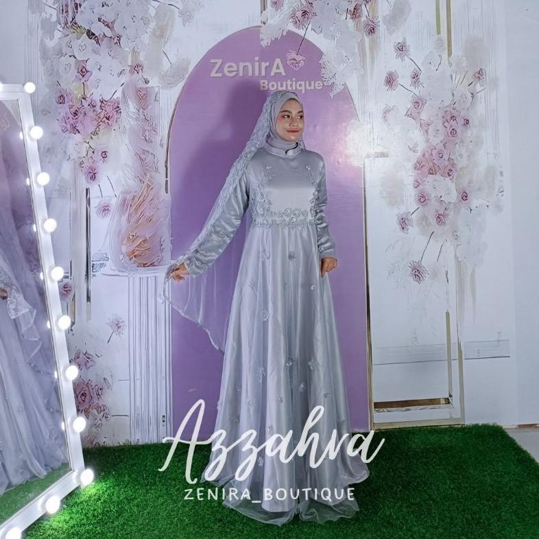 Diskon Wedding Dress Azzahra Gaun Pengantin Muslimah Simple Elegant Free Veil Premium