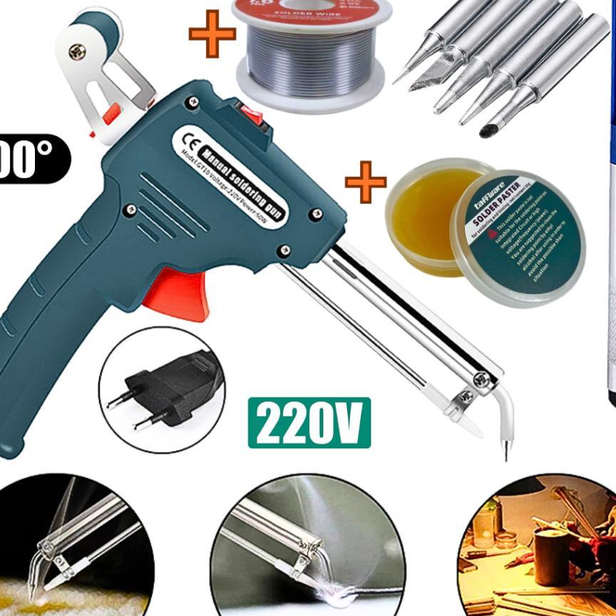 Taffware Solder Listrik Tembak 60W Outomatis Paket Lengkap +Timah+Mata Solder+Penyedot+Pasta - Gt10
