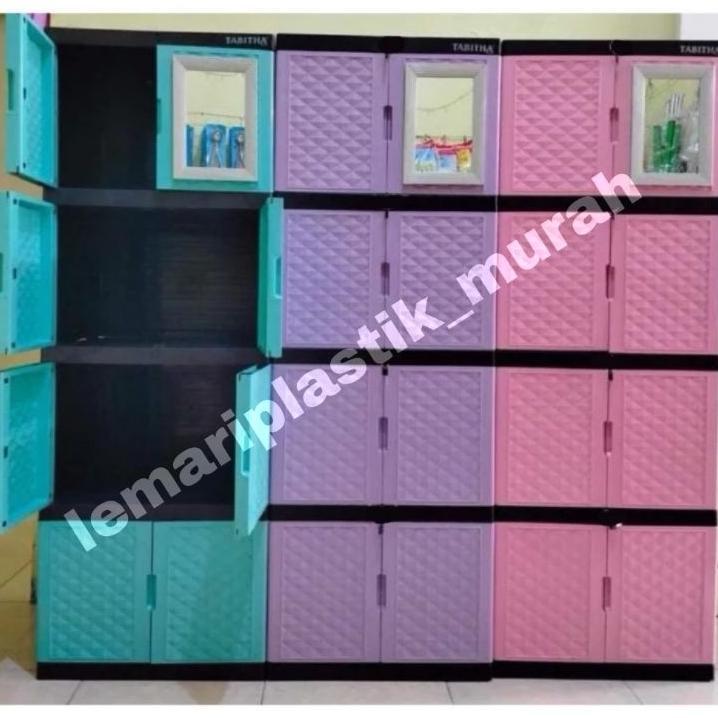 Lemari Plastik Kaca / Lemari Baju Kaca / Lemari Rak Serbaguna Kaca