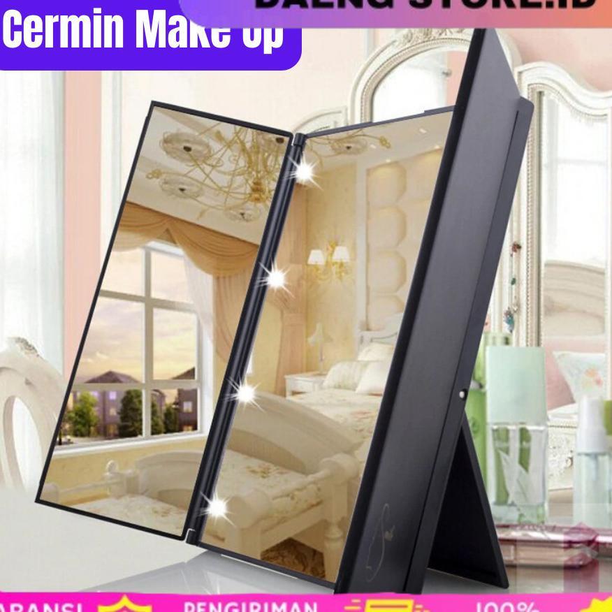 Cod Cermin Makeup + Led Portable Lampu Foldable Mirror Ring Light Make Up Rias Kaca Cermin Make Up P