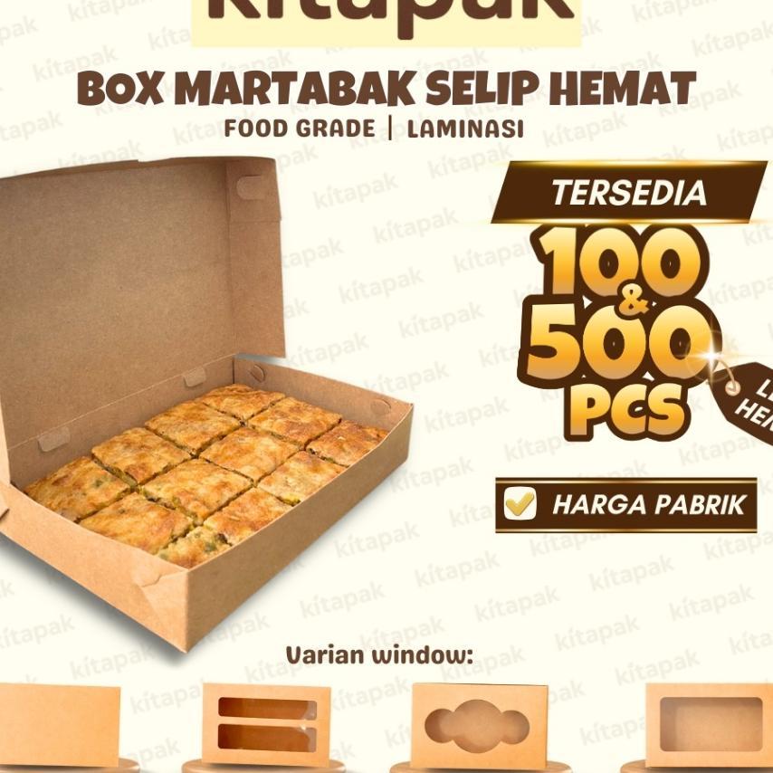 (100 / 500 Pcs) Martabak Box Selip Hemat | Dus Kotak Kemasan Martabak Mini Brownies Donat Snack Jaja