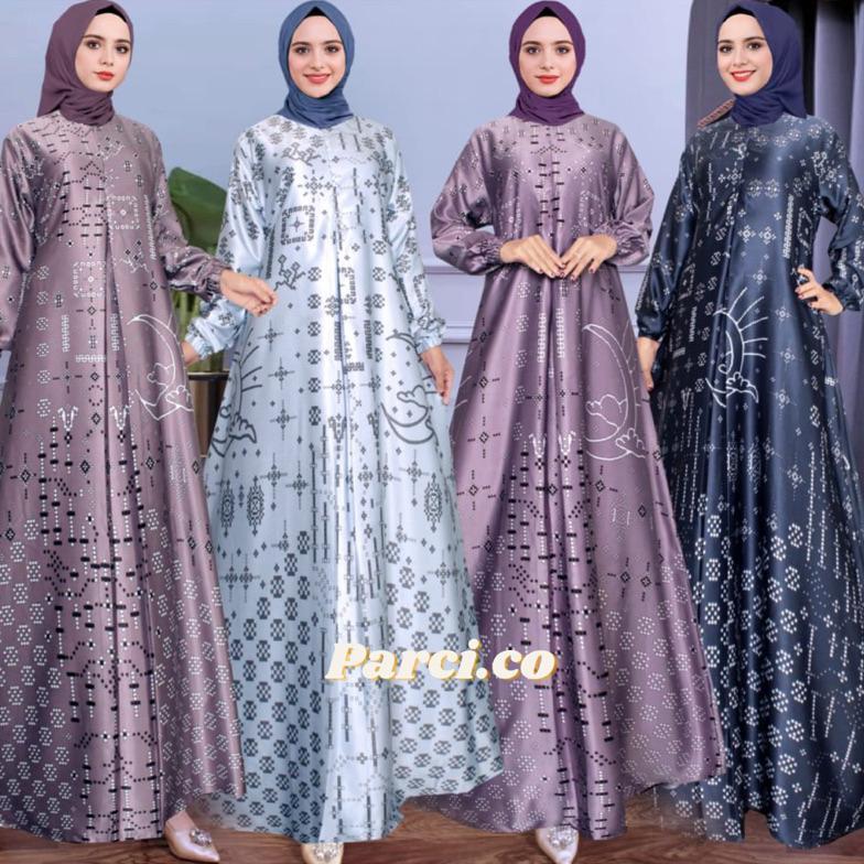 PREMIUM (COD)Parci Tasya Gamis Silky Premium - Gamis Silk -Gamis Silk Motif Terbaru - Gamis busui wa