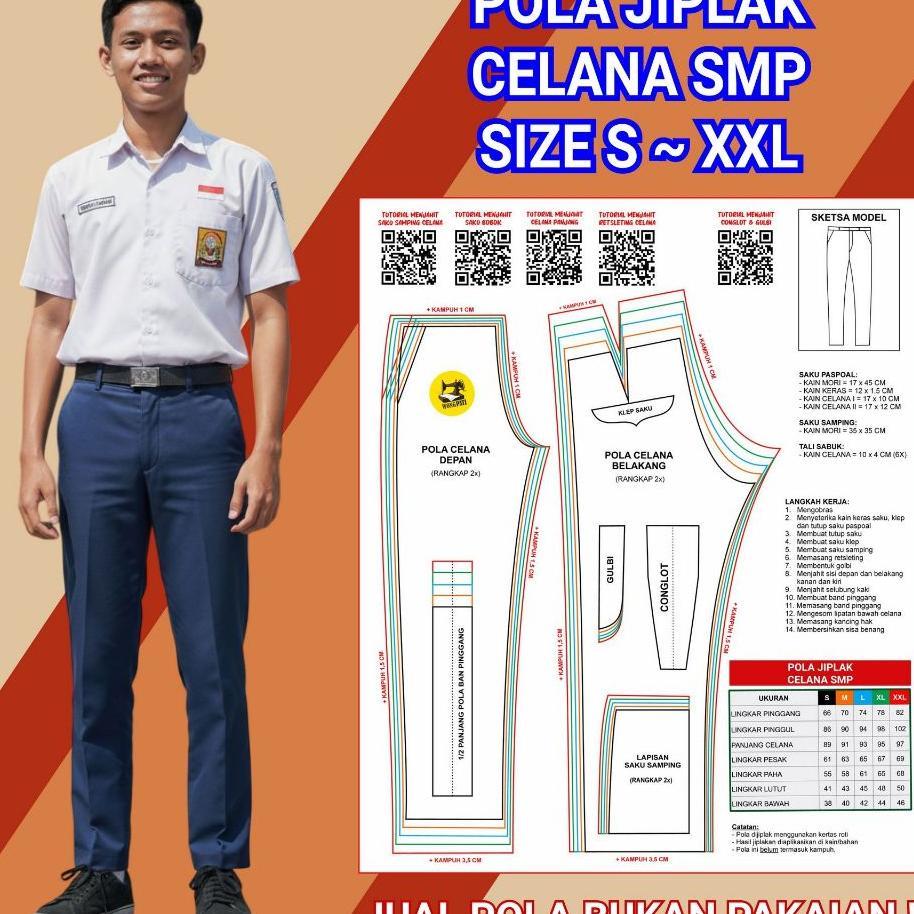 Pola Jiplak Celana Smp | Pola Menjahit Sewing Pattern