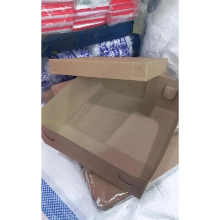 Dus Nasi Uk.18X18 Dan 20X20 Warna Coklat Polos  Kraft / Dus Nasi Coklat / Tutup Pisah