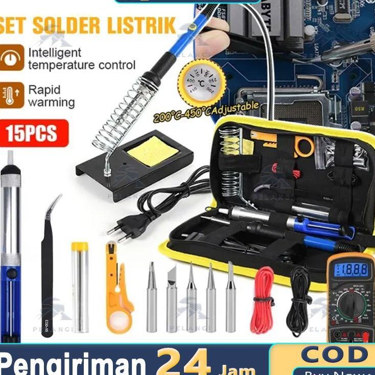 Paket Solder Lengkap 60 Watt Dan Aksessoris Cepat Panas Suhu Bisa Diatur Solder Listrik 1 Set 60 Wat