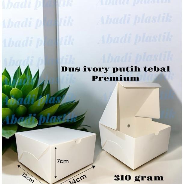 Dus Kue Ivory/Dus Kue 12X14/Dus Putih Polos/Box Kue 12X14 -100Pcs