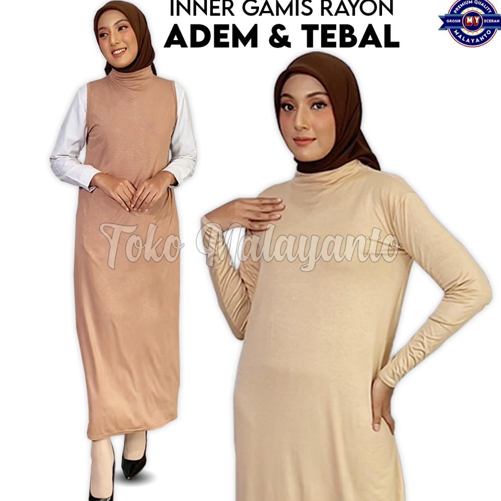 Awet Inner Dress Premium Baju Manset Gamis Lengan Panjang Tanpa Tangan Buntung Wanita Kerah Leher Tu