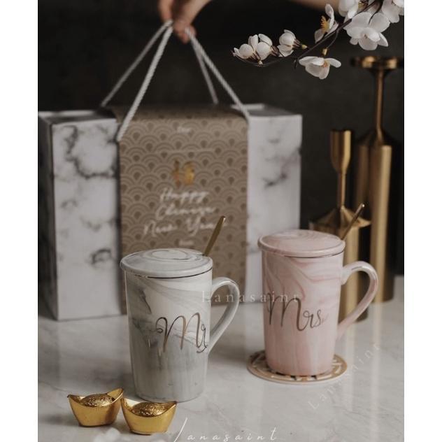 Free Ongkir Lanasaint Hampers Keramik Wedding And Birthday Bern Marble Glass Set  Mr & Mrs Glass