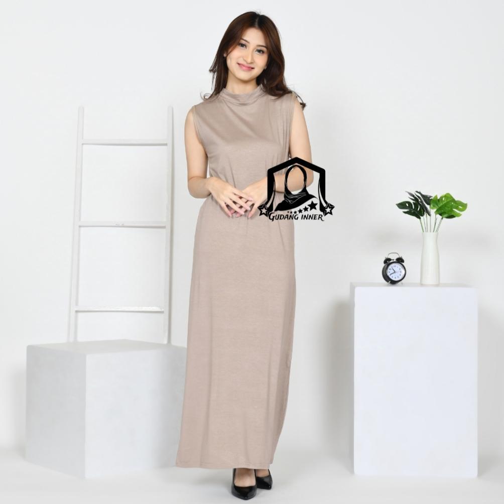 Murah  Inner Long Dress Tanpa Lengan Bahan Spandek Rayon Kaos