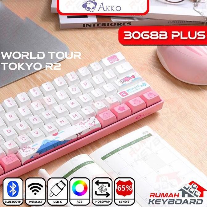 MECHANICAL KEYBOARD - AKKO 3068B PLUS - 65% - 3 MODE - WORLD TOUR R2 (TERBAIK) (TERBARU) (TERMURAH)