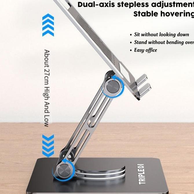 TRIPLEDI Laptop Stand 17.3 inch Aluminium Alloy TD305 Rotatable Holder Penyangga Adjustable Dudukan 