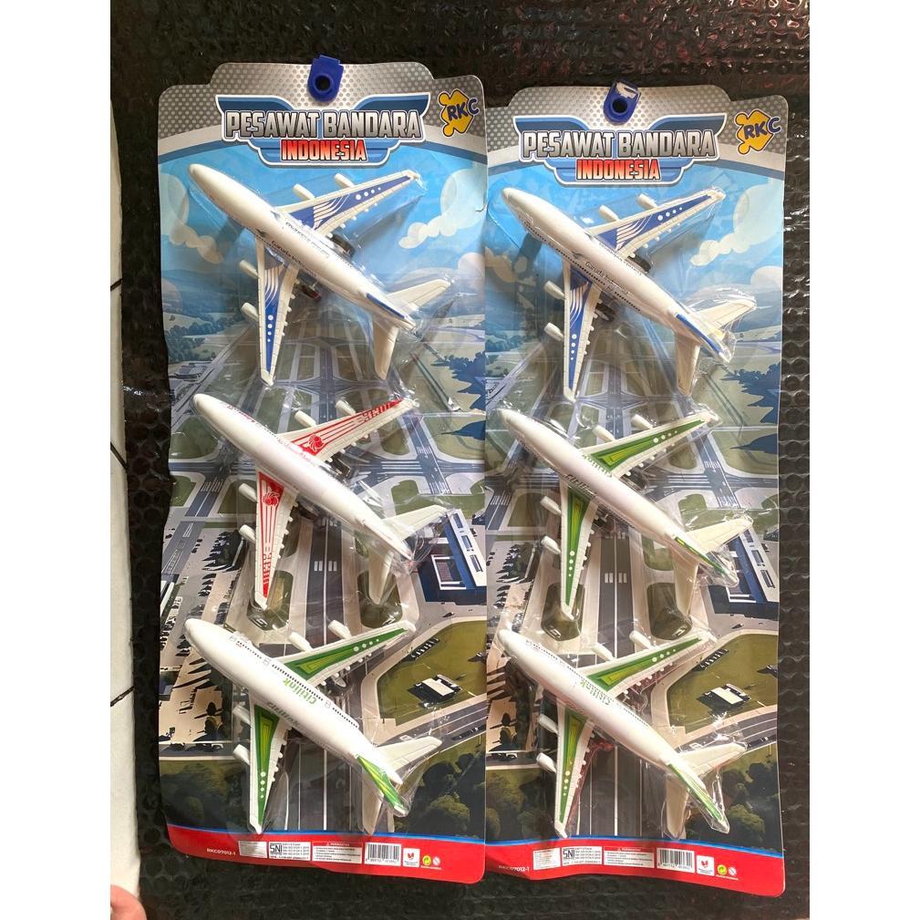ORIGINAL RKC Mainan Anak Pesawat Bandara Indonesia Set Isi 3Pc