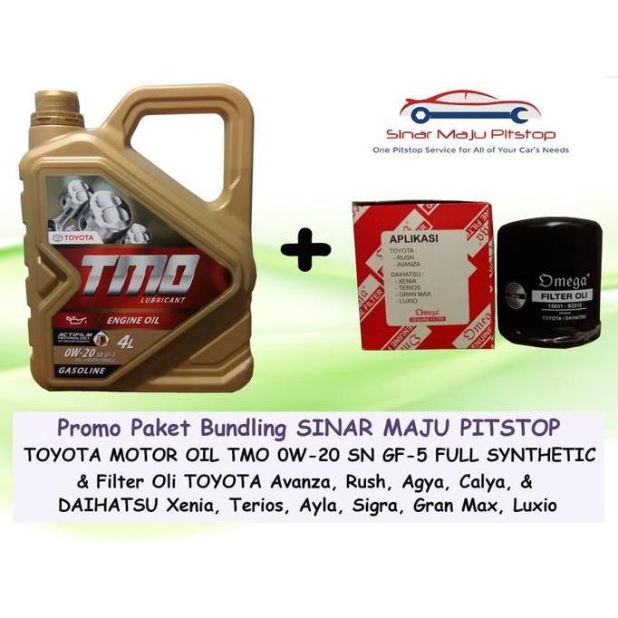 Paket Bundling Oli Mobil TMO 0W-20 API SN Original 4 Liter & Filter Oli TOYOTA AVANZA & RUSH & AGYA 