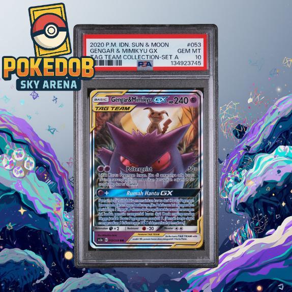 PSA 10 GEM MINT Gengar Mimikyu GX Tag Team #053 Sun & Moon Tag Team Collection 2020 | Kartu Pokemon 