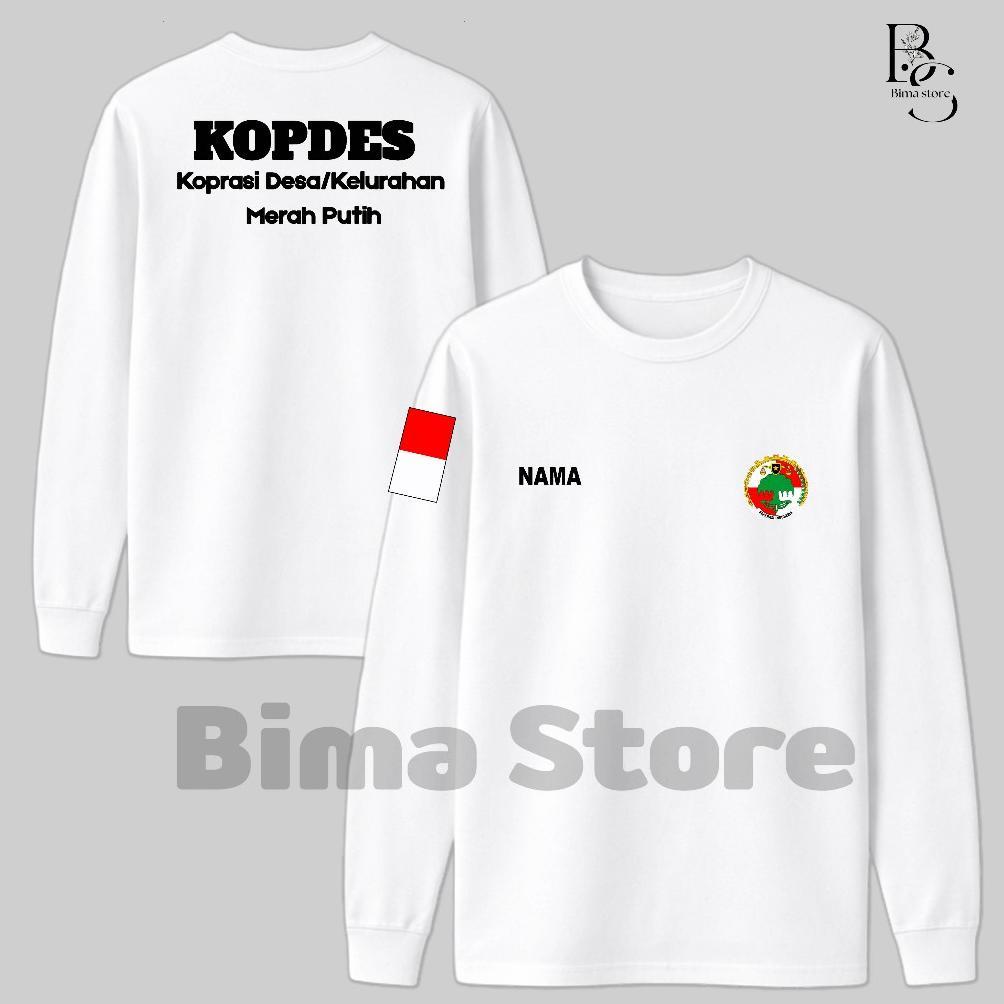 Diskon Kaos Baju Kopdes Koperasi Desa/Lurah Merah Putih - Catton 24S Lengan Pajang Sablon Dtf Uisex 