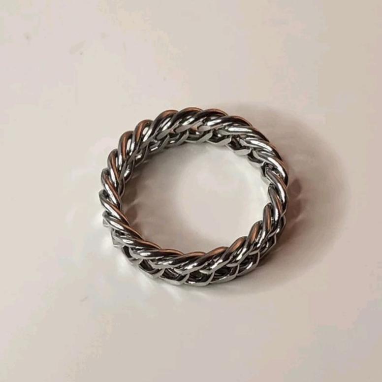 ORIGINAL CINCIN RANTAI SILVER PRIA WANITA BAHAN TITANIUM ANTI KARAT