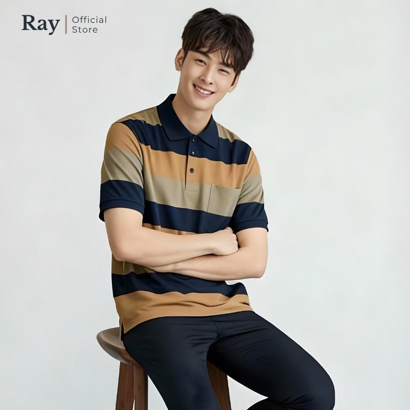 GARANSI Kaos Kerah - Motif Salur Saku Depan Koas Polo Shirt Pria Dewasa Lengan Pendek