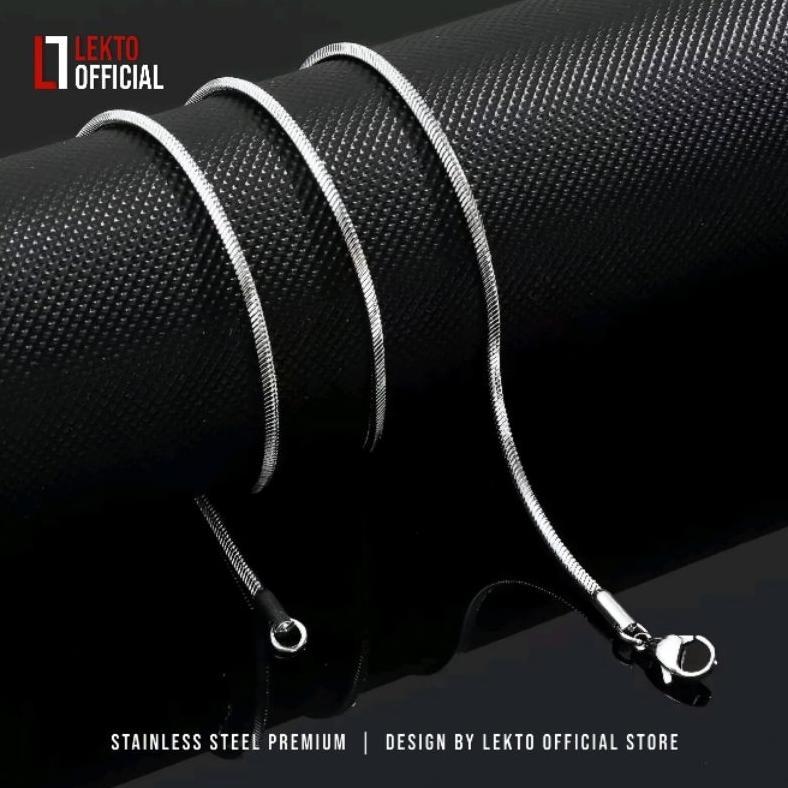 EXCLUSIVE Kalung Titanium Pria Anti Karat Silver Asli Original Wanita Perak Putih Model Kotak Kalung