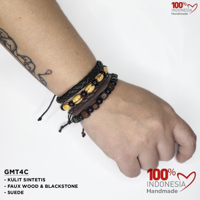 WAJIB PUNYA GMT4D Gelang Multilayer Set isi 4 pcs - Gelang Pria Etnik, Vintage, Retro Style