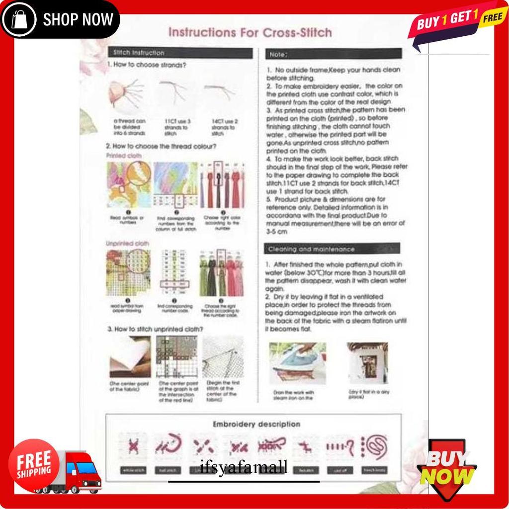 Cross Stitch Pattern Kristik Modern Paket Kristik Orchid Cross Stitch Custom Ukuran Besar 40X50Cm Ha
