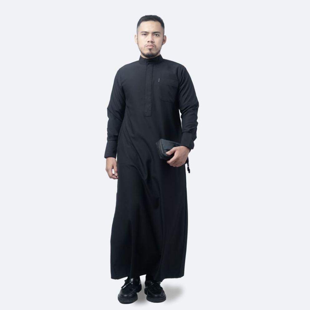 ORIGINAL KHOIRUMMAH JUBAH SULTAN | JUBAH POLOS SULTAN | GAMIS PRIA DEWASA LENGAN PANJANG | BLACK