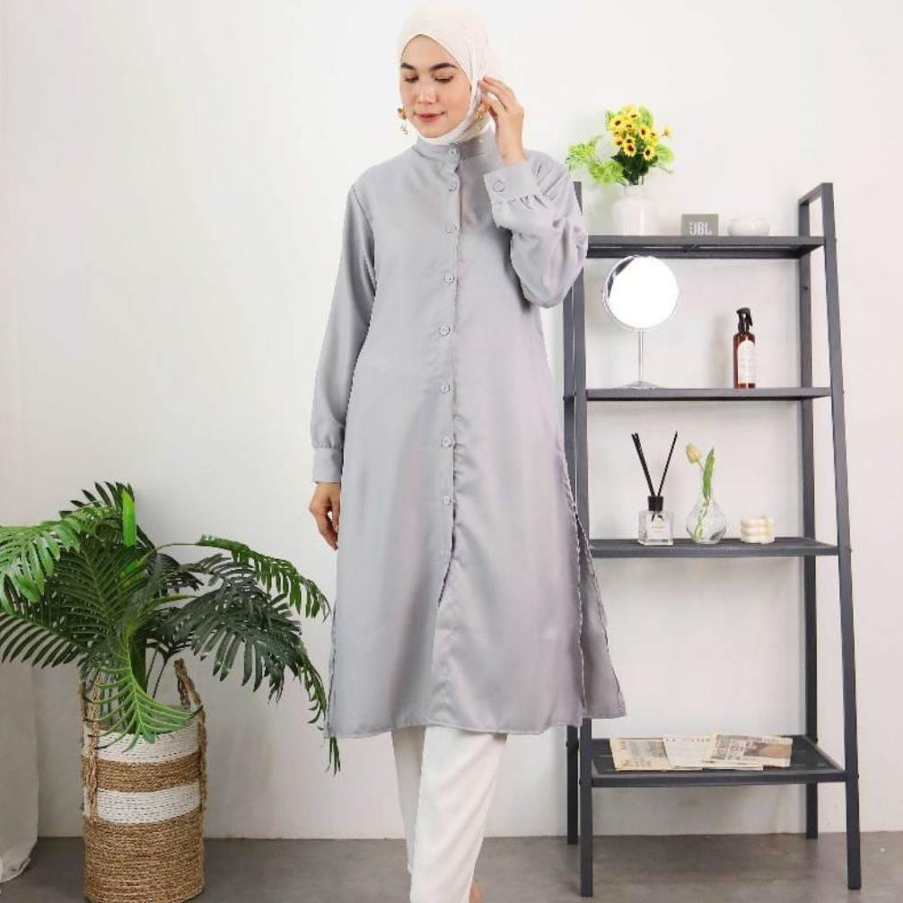 CUCI GUDANG Long Tunic Polosan Wanita Muslimah Kekinian / Long Tunic Jumbo by ORTEGA