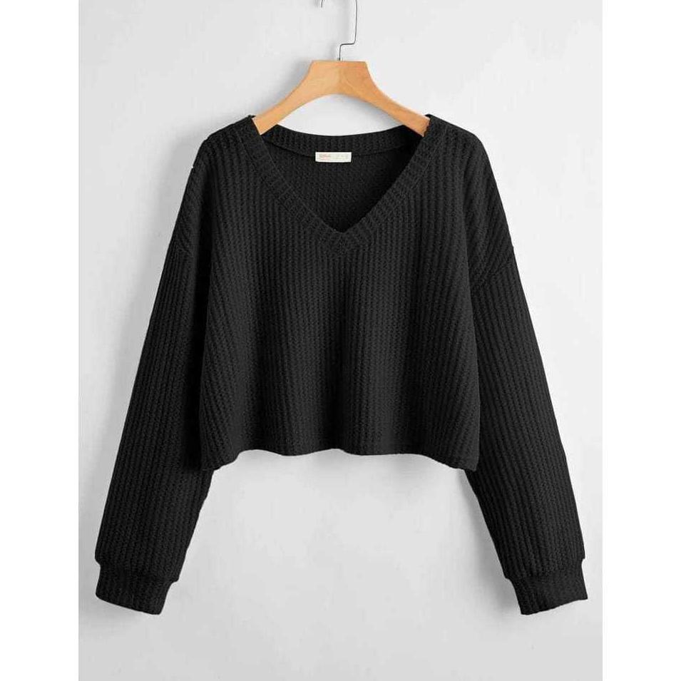Promo  Sweater Blouse Kerah V New Arrival / Atasan Wanita Kekinian / Korean Style / Baju Crop
