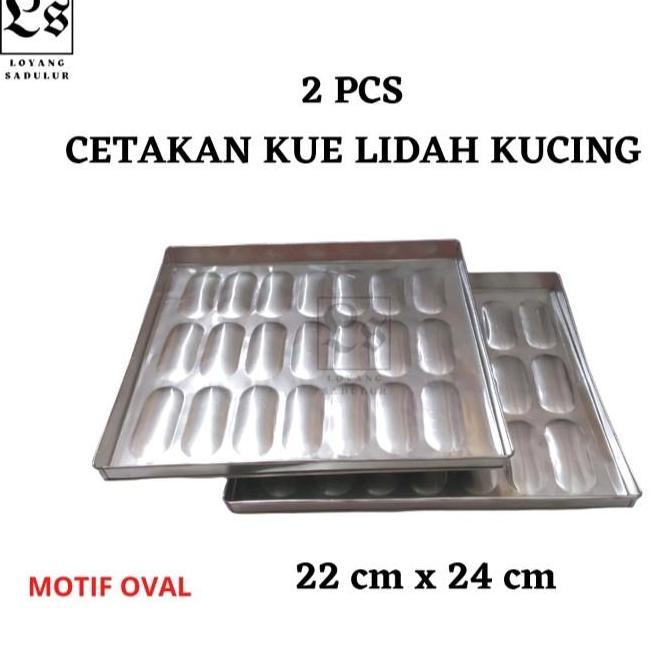 MURAH!! 2 Pcs - Loyang Kue Lidah Kucing 22 cm x 24 cm 21 Lubang - motif oval / Cetakan Lidah Kucing 