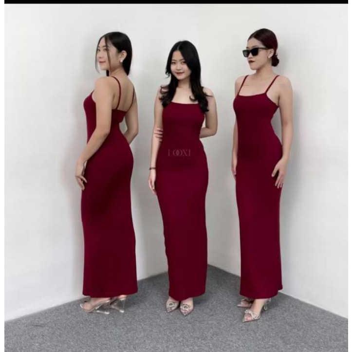Berkualitas Dress Maxi Bodycon / Dress Tank Top Bodycon Sexy Wanita / Dress Bodycon Panjang
