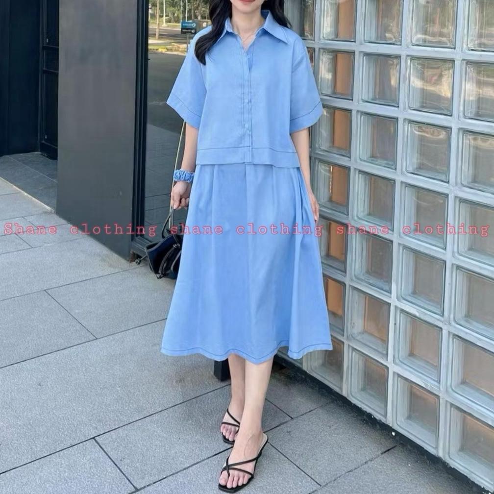 Limited Shane Clothing Setelan Wanita Polos / One Set Atasan Rok Katun Poplin 378