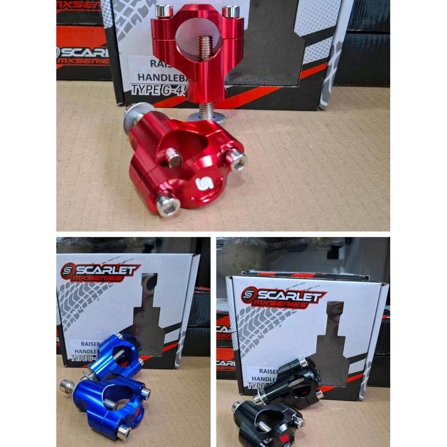 Peninggi stang/raiser stang Fatbar bahan CNC full Scarlet Racing  motor trail cross KLX 150 CRF 150 