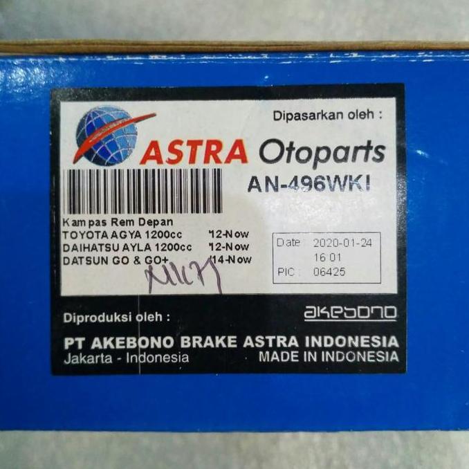 KAMPAS REM DEPAN AKEBONO AN 496 AGYA AYLA MATIC / DATSUN GO ASLI