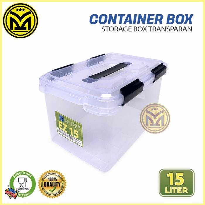(Diskon) Container Box Ezy Clear Kontainer Box Ezy Bening 15 Liter Box Penyimpanan Bestseller