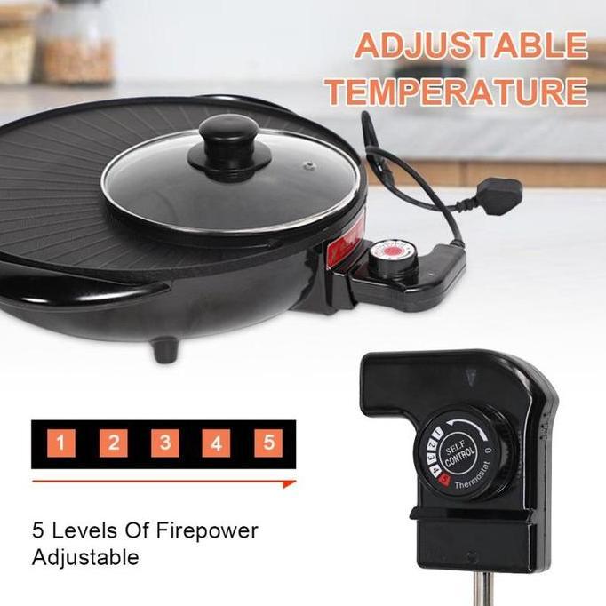 Alat Panggang Daging Elektrik 2 In 1 & Pot Denki Steamboat Bbq Grill JS