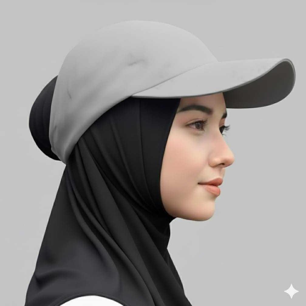 NEW DEALS Topi Baseball Cup Sport Hijab Bolong Wanita Muslimah Korea Style Sporty Topi Golf Olahraga