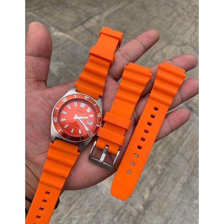 Strap tali jam tangan rubber oren 20mm seiko aftermarket original