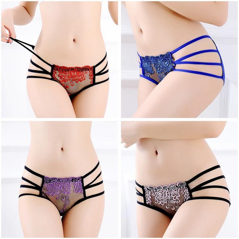hot product cd wanita hot celana dalam bordir bunga transparan sexy c136