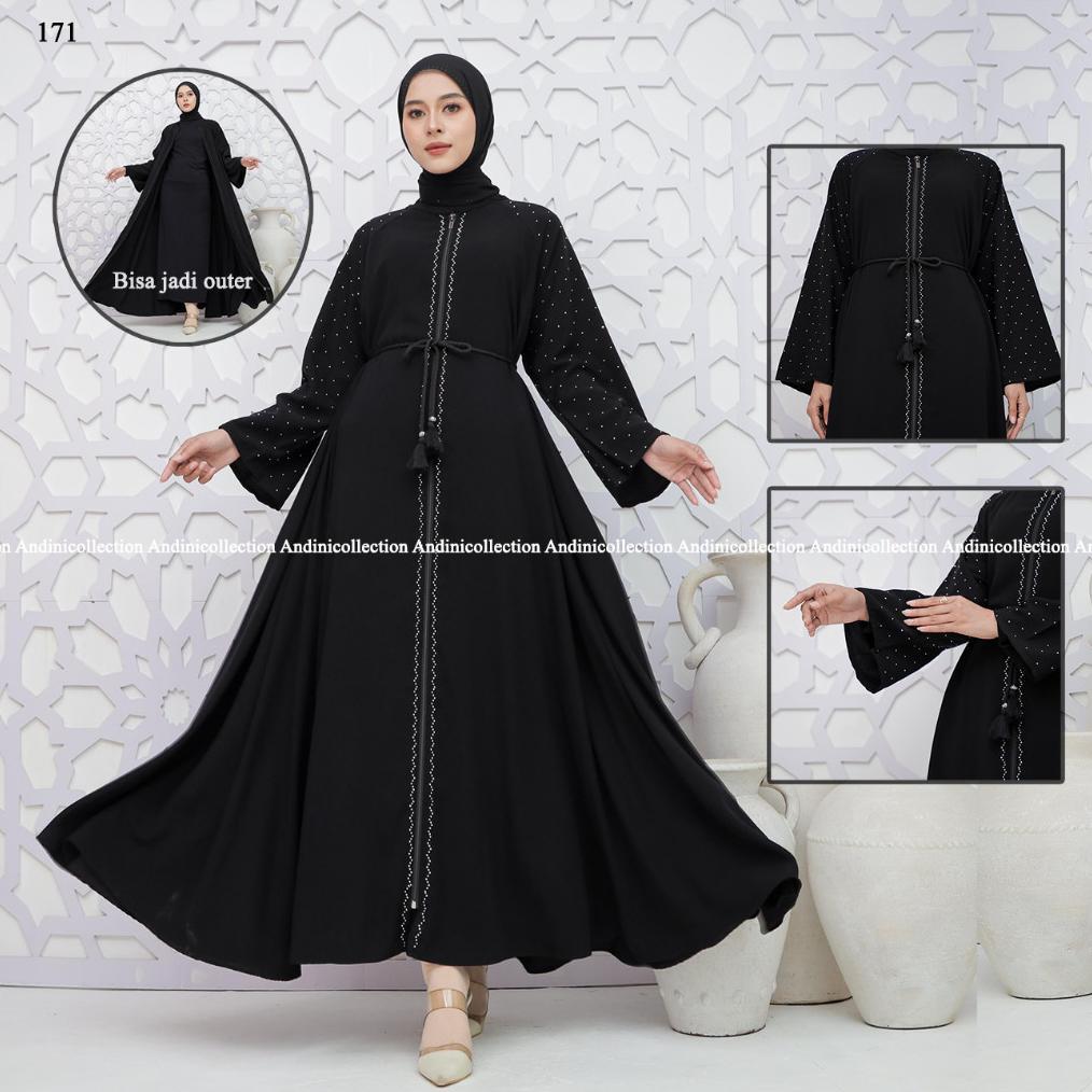 EXCLUSIVE ABAYA JETBLACK HITAM PEKAT JETBLACK PREMIUM FULL SLETING GAMIS OUTER SYARI MUSLIMAH REMAJA