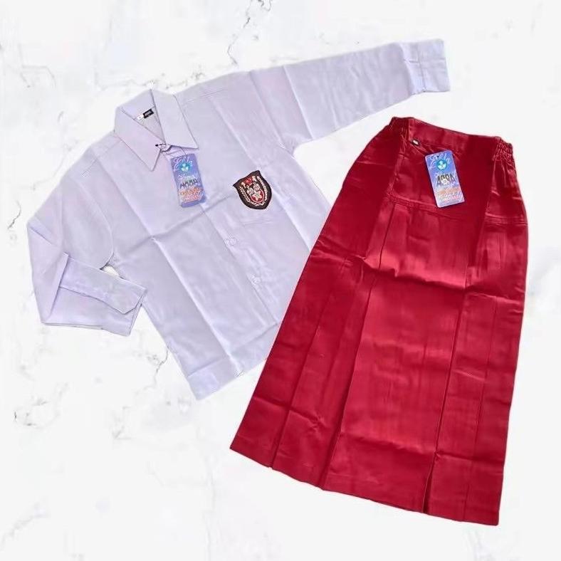 Best Seller Setelan Seragam Sekolah Sd Mi Cewek Putih Merah Baju Lengan Panjang Dan Rok Panjang Merk
