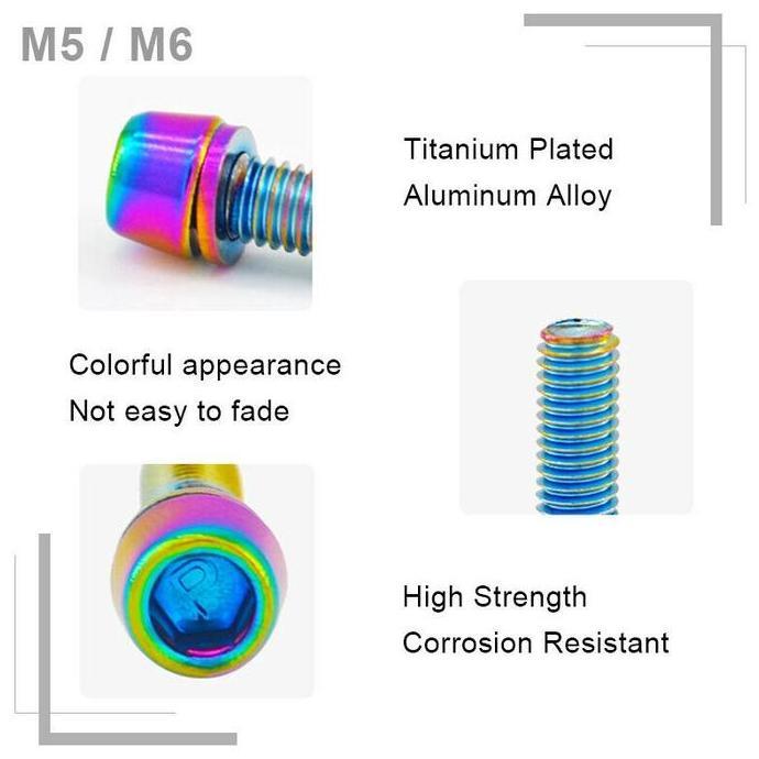 Baut Stem Sepeda MTB KRSEC Baut M5 / Baut M6 Titanium Bolts 6Pcs