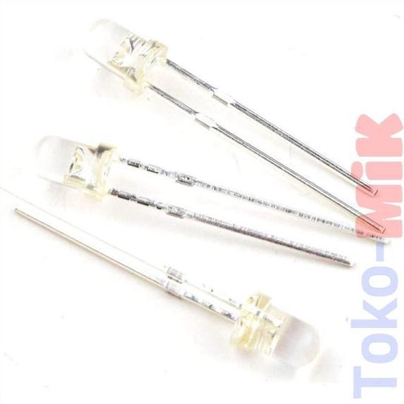 led m 3 mm bening clear nyala warna putih white