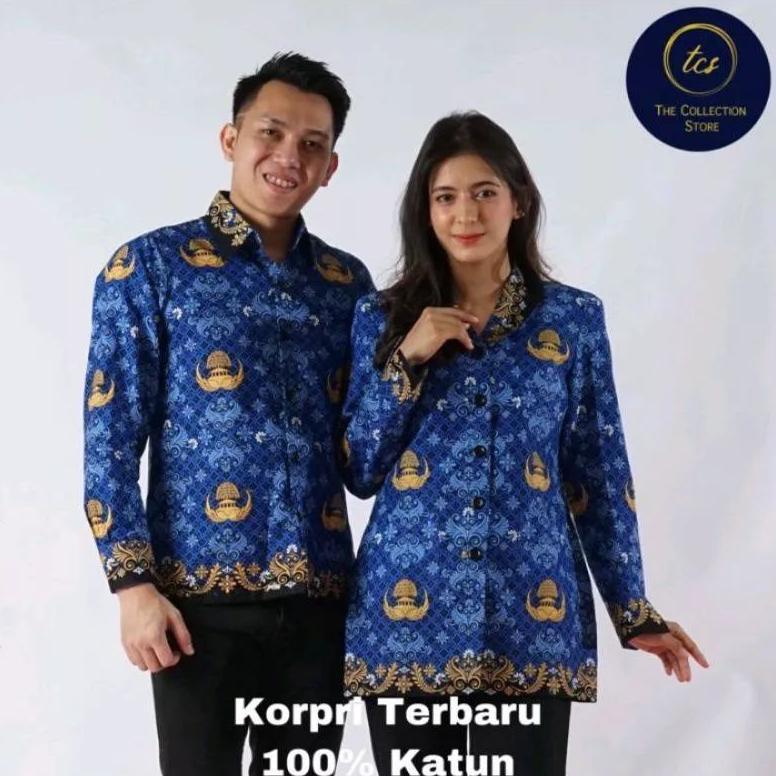 Terlaris Batik Korpri Terbaru 2022, Batik Korpri Pria, Batik Korpri Wanita, Batik Korpri Kerah Hitam