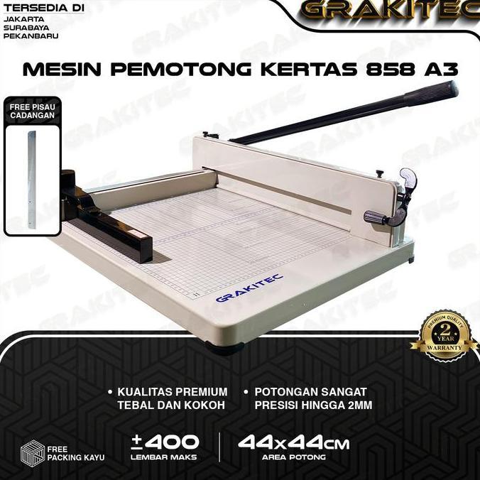 Mesin Pemotong Kertas Grakitec 1 rim Tipe A3 858s Kualitas Super Premium Tersedia Di Pulau Jawa & Su