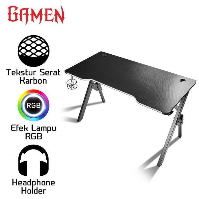 GAMEN Gaming Table BattleDesk Black RGB / Meja Komputer PC Laptop
