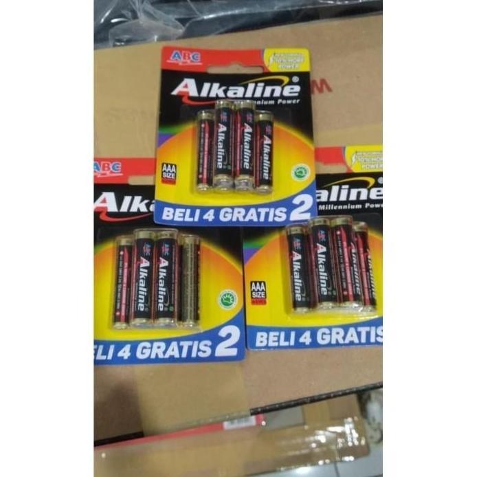 Baterai ABC Alkaline A3 AAA 4+2 / Baterai Remote ac A3 1 box isi 12 card