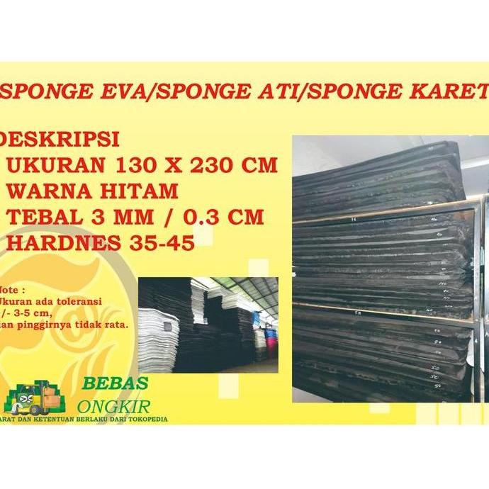 SPON KARET ATI EVA SPONGE LEMBARAN HITAM TEBAL 3 MM